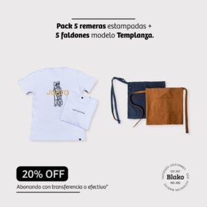 Pack - 5 remeras estampadas + 5 faldones Templanza